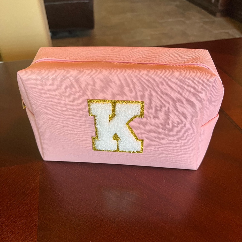 Pink Pouch - Cosmetic Bag with a K